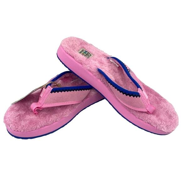Sanuk U Furreal x Grateful Dead Mens Size 10 Pink Furry Flip Flops Sandals - Picture 2 of 7